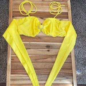 Yellow bow tie bikini top